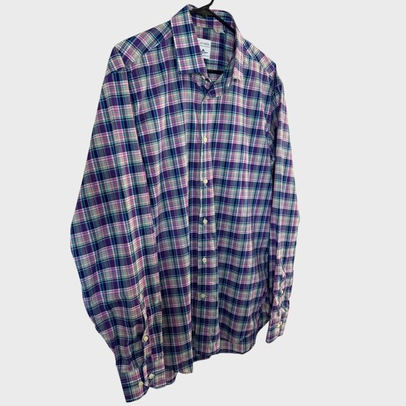 Culturata Plaid Long-Sleeve Button-Up Shirt Multicolor Men's Large 100% Cotton - Picture 3 of 10